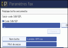 Illustration de l'écran du panneau de commande