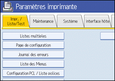 Illustration de l'écran du panneau de commande