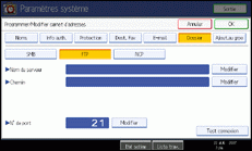 Illustration de l'écran du panneau de commande