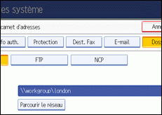 Illustration de l'écran du panneau de commande
