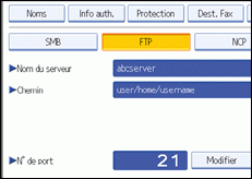 Illustration de l'écran du panneau de commande