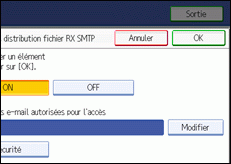 Illustration de l'écran du panneau de commande