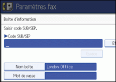 Illustration de l'écran du panneau de commande