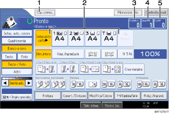 Illustrazione numerata schermata pannello operativo