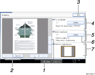 Illustrazione numerata schermata pannello operativo