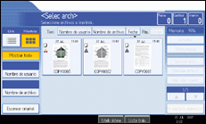 Ilustración de la pantalla del panel de operaciones