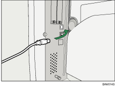 ilustración de la conexión del cable del interface USB
