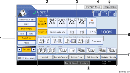 Il·lustració de la pantalla del panell d'operacions numerada