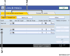 Il·lustració de la pantalla del panell d'operacions numerada