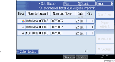 Il·lustració de la pantalla del panell d'operacions numerada