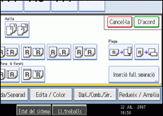 Il·lustració de la pantalla del panell d'operacions