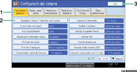 il·lustració de la pantalla del panell d'operacions (il·lustració de referència enumerada)