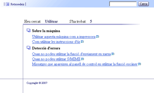 Pantalla de resultats de la cerca