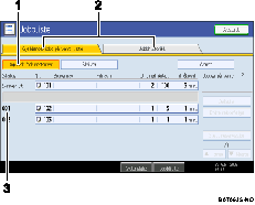 Illustrasjon av brukerpanelskjermen med nummererte bildetekster.
