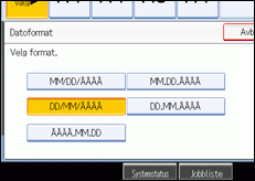 Illustrasjon av skjermen på brukerpanelet.