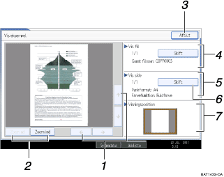 De nummererede illustrationer på skærmpanelet kalder en illustration frem