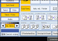 Illustration af betjeningspanelets skærm