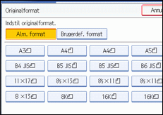 Illustration af betjeningspanelets skærm