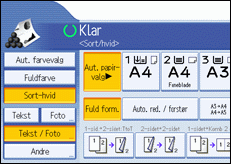 Illustration af betjeningspanelets skærm