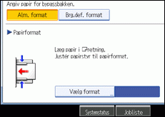 Illustration af betjeningspanelets skærm
