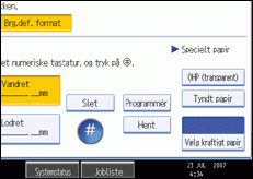 Illustration af betjeningspanelets skærm