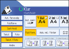 Illustration af betjeningspanelets skærm