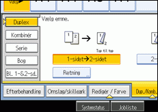 Illustration af betjeningspanelets skærm