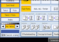 Illustration af betjeningspanelets skærm