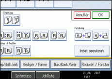 Illustration af betjeningspanelets skærm