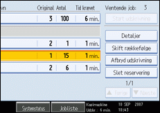Illustration af betjeningspanelets skærm
