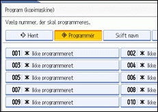 Illustration af betjeningspanelets skærm