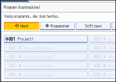 Illustration af betjeningspanelets skærm
