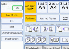 Illustration af betjeningspanelets skærm
