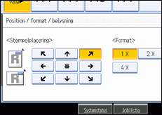 Illustration af betjeningspanelets skærm