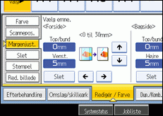 Illustration af betjeningspanelets skærm