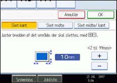 Illustration af betjeningspanelets skærm