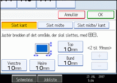 Illustration af betjeningspanelets skærm