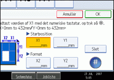Illustration af betjeningspanelets skærm