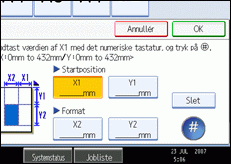 Illustration af betjeningspanelets skærm