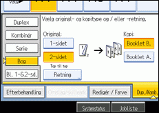 Illustration af betjeningspanelets skærm