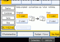 Illustration af betjeningspanelets skærm