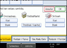 Illustration af betjeningspanelets skærm