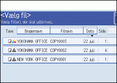 Illustration af betjeningspanelets skærm