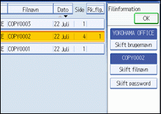 Illustration af betjeningspanelets skærm