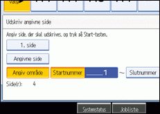 Illustration af betjeningspanelets skærm