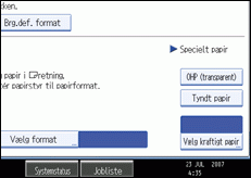 Illustration af betjeningspanelets skærm