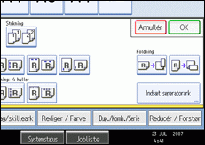 Illustration af betjeningspanelets skærm