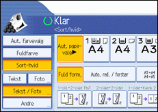 Illustration af betjeningspanelets skærm