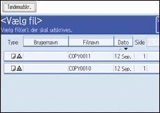 Illustration af betjeningspanelets skærm