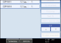 Illustration af betjeningspanelets skærm